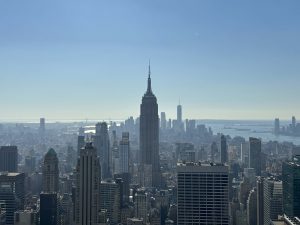 View of the Empire State Building and Manhattan from the Top of the Rockerfeller Centre